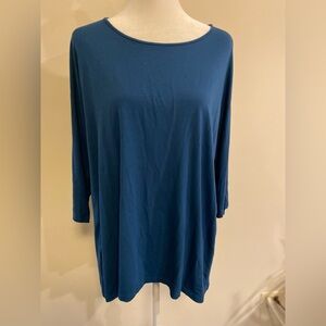 Eileen Fisher Turquoise Blue Women's Oversized Top with 3/4 sleeves size M